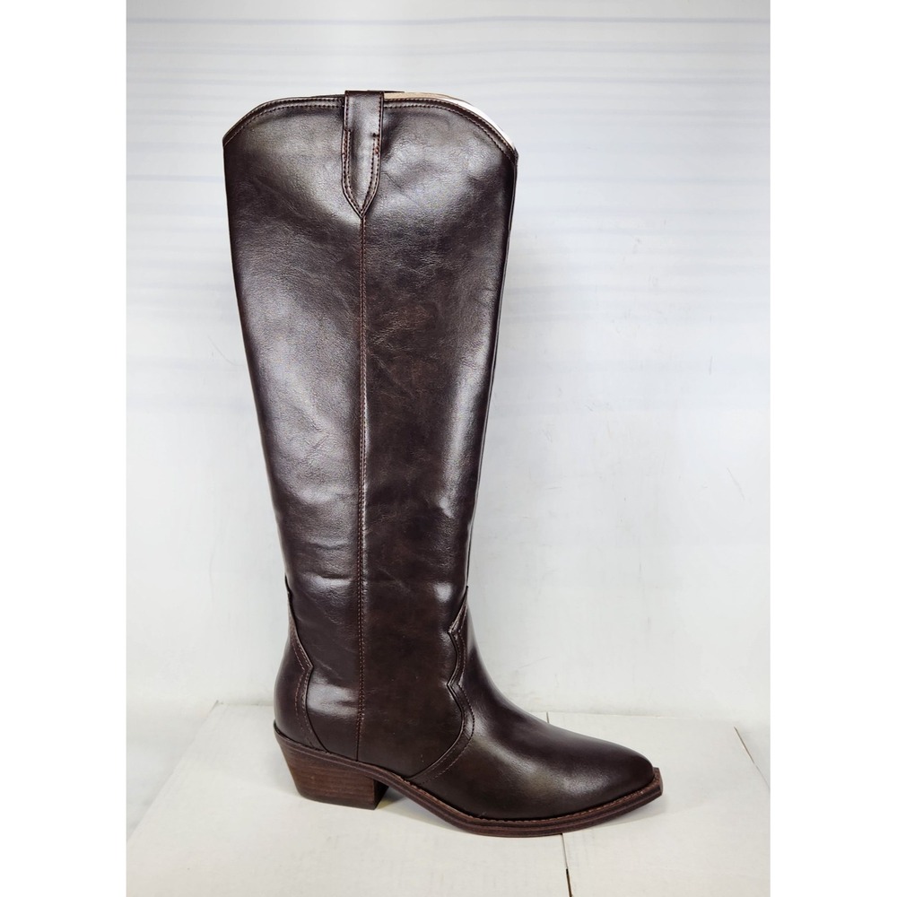 DV Dolce Vita Kit Western Boots Women Size 8 Dk Brown Smooth Tall Pointed Toe